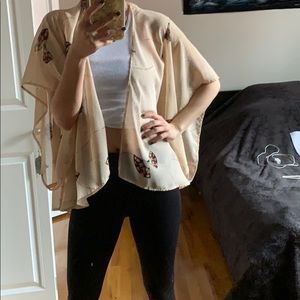 Floral Cream Color Kimono - Excellent Condition